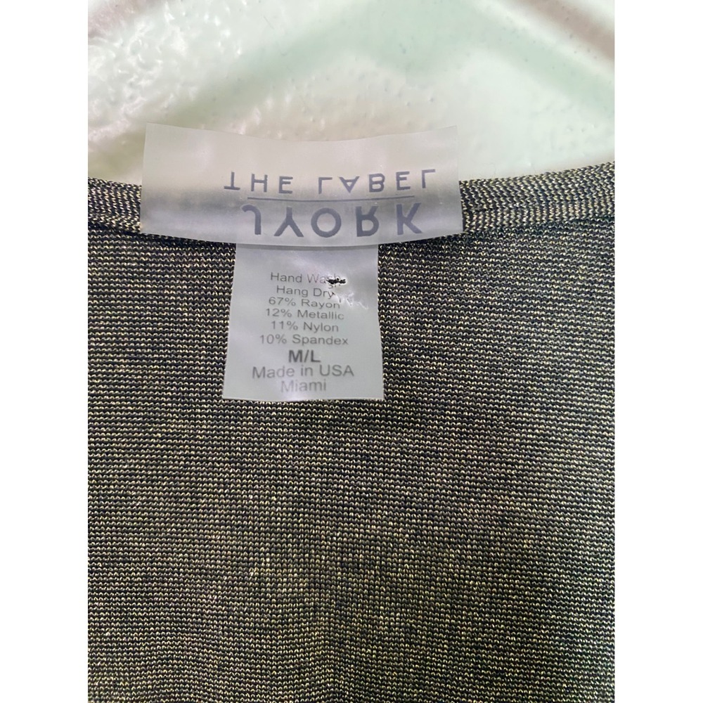 JYORK THE LABEL Metallic Gold Olive Tie Front Maxi Dress Pockets M/L USA - Picture 6 of 11
